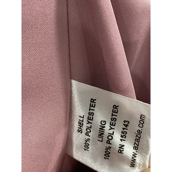 Azazie Demi One Shoulder Dress Lace Bodice Formal Gown Bridesmaid Mauve Size A10 - Picture 7 of 11